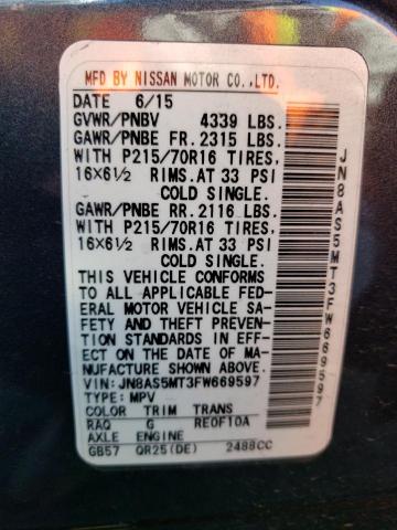 JN8AS5MT3FW669597 Nissan Rogue Select S
