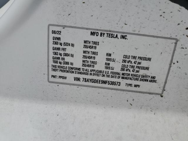 7SAYGDEE9NF538573 Tesla Model Y  12