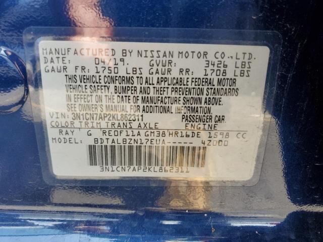 3N1CN7AP2KL862311 Nissan Versa S 12