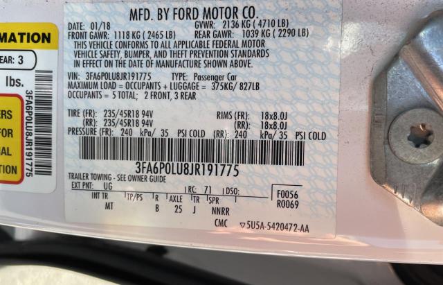 3FA6P0LU8JR191775 Ford Fusion Se Hybrid