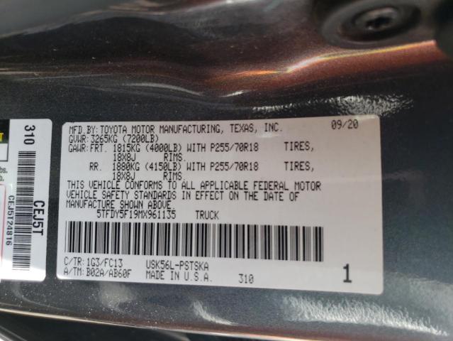 VIN 5TFDY5F19MX961135 2021 TOYOTA TUNDRA no.13