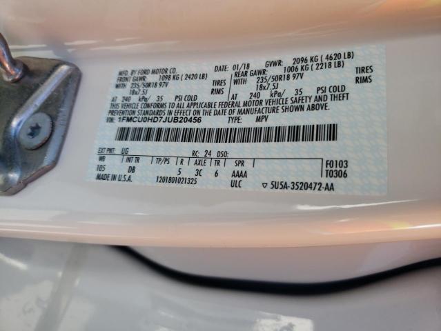 1FMCU0HD7JUB20456 Ford ESCAPE SEL