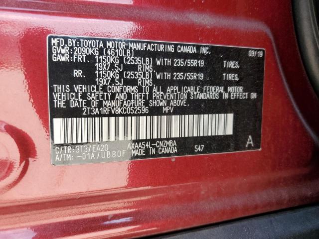 2T3A1RFV8KC052596 Toyota Rav4 Xle Premium