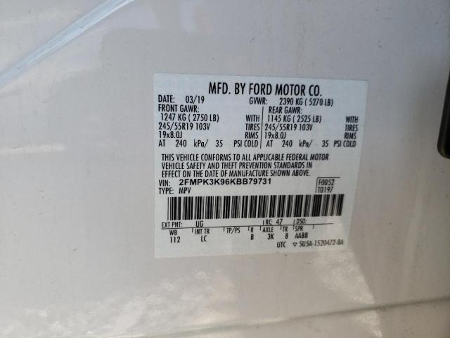 2FMPK3K96KBB79731 2019 FORD EDGE, photo no. 12