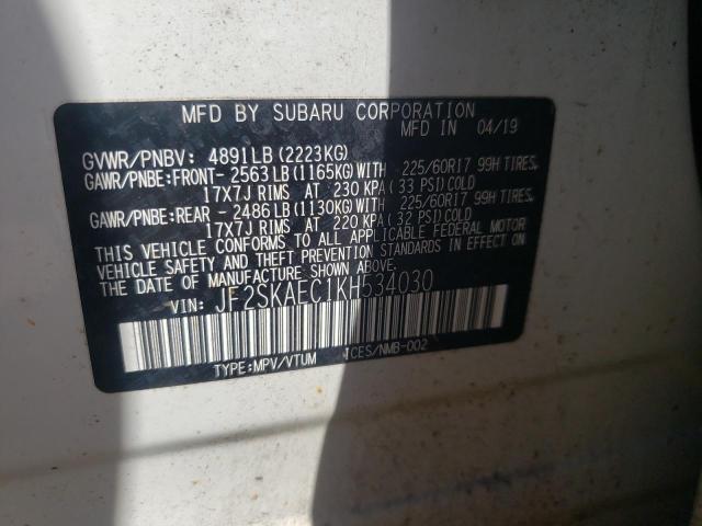 2019 SUBARU FORESTER P - JF2SKAEC1KH534030