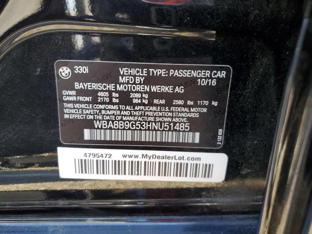 WBA8B9G53HNU51485 BMW 330 I