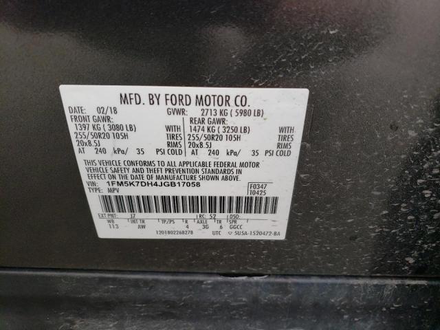 1FM5K7DH4JGB17058 Ford EXPLORER XLT