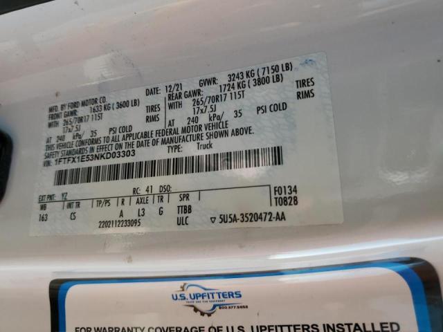1FTFX1E53NKD03303 Ford F150 Super Cab