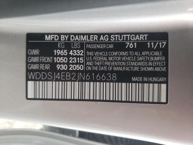 WDDSJ4EB2JN616638 Mercedes-Benz CLA 250