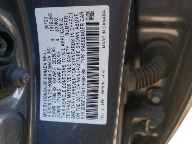 2HGFC2F61LH593989 2020 Honda Civic Lx
