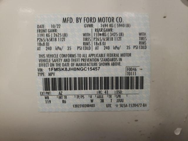 2022 FORD EXPLORER T - 1FMSK8JH0NGC15457