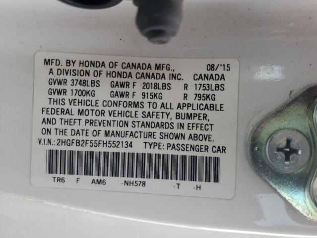 2HGFB2F55FH552134 | 2015 HONDA CIVIC LX