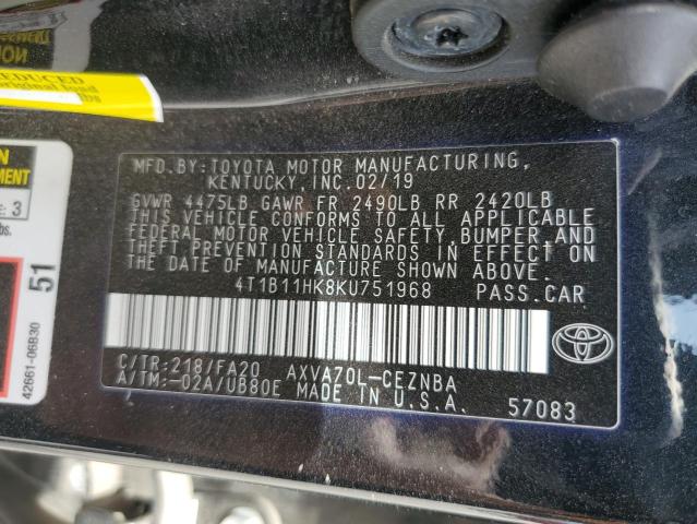 4T1B11HK8KU751968 Toyota Camry L 10