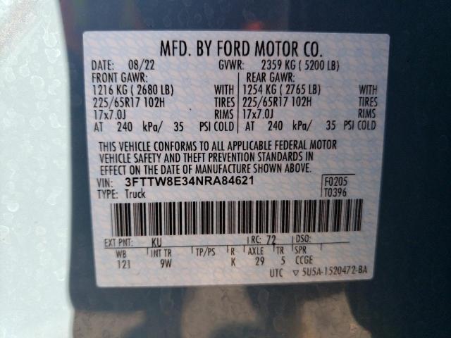 3FTTW8E34NRA84621 Ford Maverick Xl