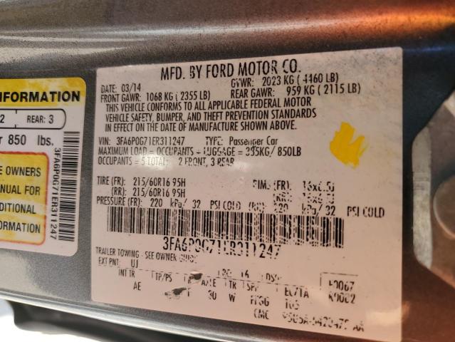 3FA6P0G71ER311247 | 2014 FORD FUSION S