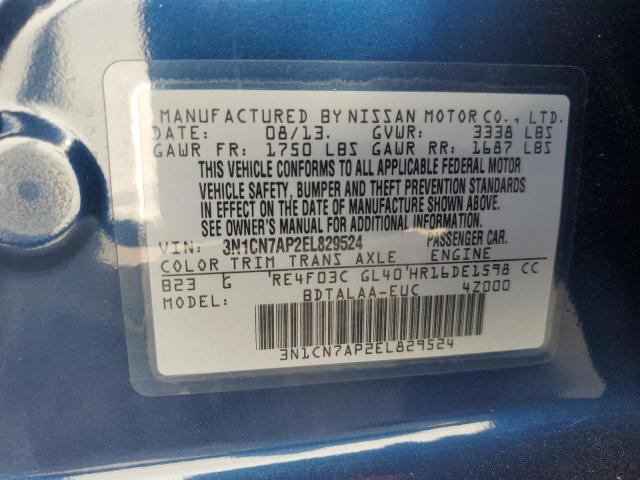3N1CN7AP2EL829524 Nissan VERSA S