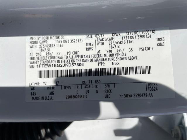 1FTEW1EG2JKD57606 Ford F150 Supercrew