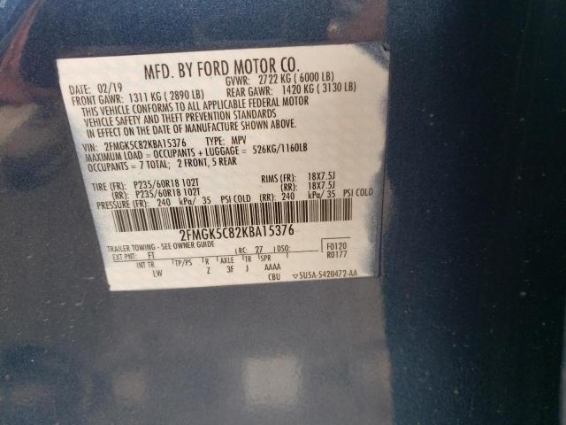 2019 FORD FLEX SEL - 2FMGK5C82KBA15376