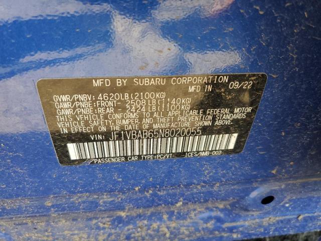JF1VBAB65N8020055 Subaru WRX