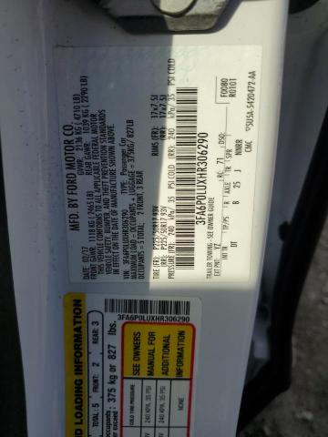 3FA6P0LUXHR306290 Ford Fusion Se Hybrid