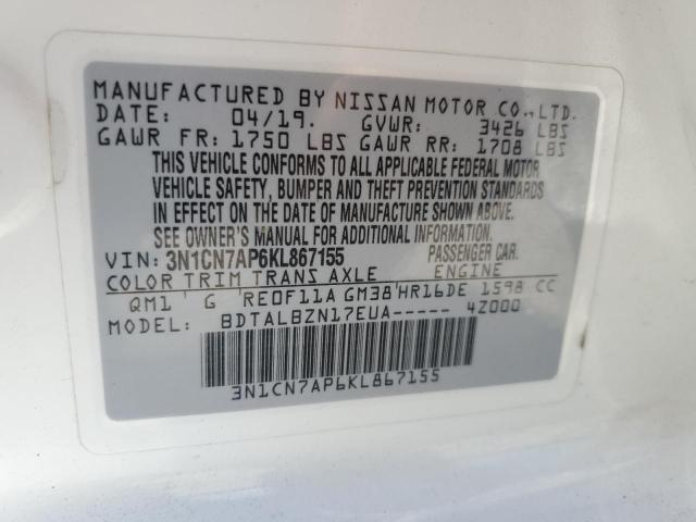 3N1CN7AP6KL867155 Nissan VERSA S