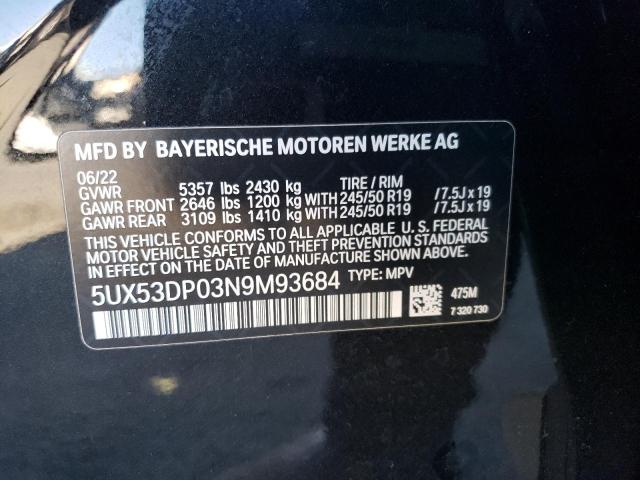 5UX53DP03N9M93684 2022 BMW X3, photo no. 13