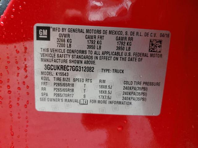 2016 CHEVROLET SILVRK1500 3GCUKREC7GG312082