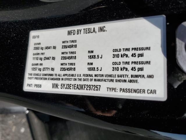 5YJ3E1EA3KF297257 Tesla MODEL 3