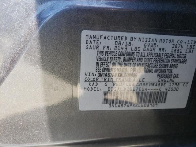 3N1AB7APXKL608989 Nissan SENTRA S