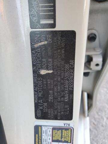 KNAFK4A66F5380386 KIA FORTE LX
