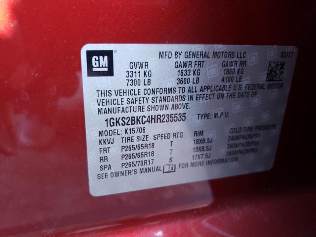 1GKS2BKC4HR235535 GMC YUKON SLT