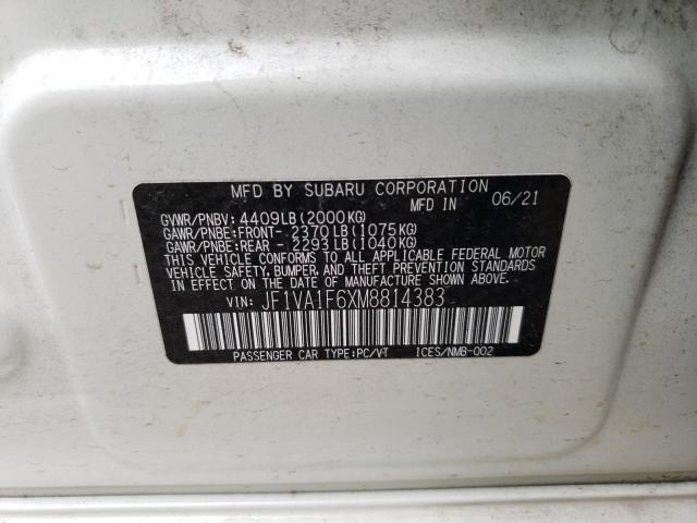 VIN: JF1VA1F6XM8814383 Auction: COPART Lot: 59735323 Location: CO - COLORADO SPRINGS JF1VA1F6XM8814383 SUBARU WRX 2021 WHITE Photo 12