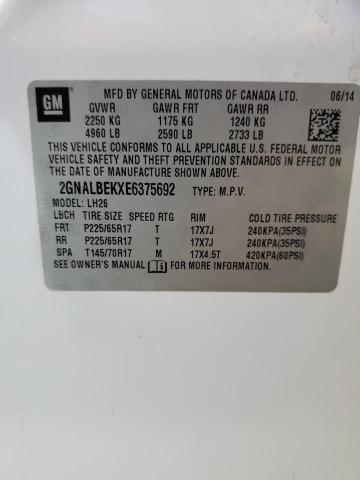 2014 Chevrolet Equinox Lt VIN: 2GNALBEKXE6375692 Lot: 60505753