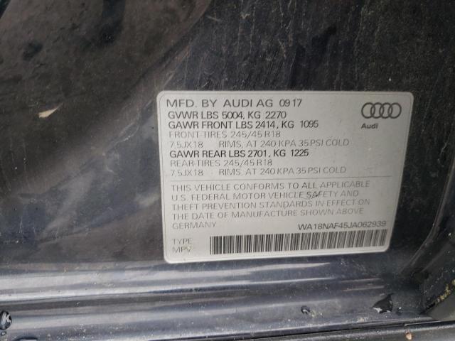 WA18NAF45JA062939 2018 AUDI A4, photo no. 12