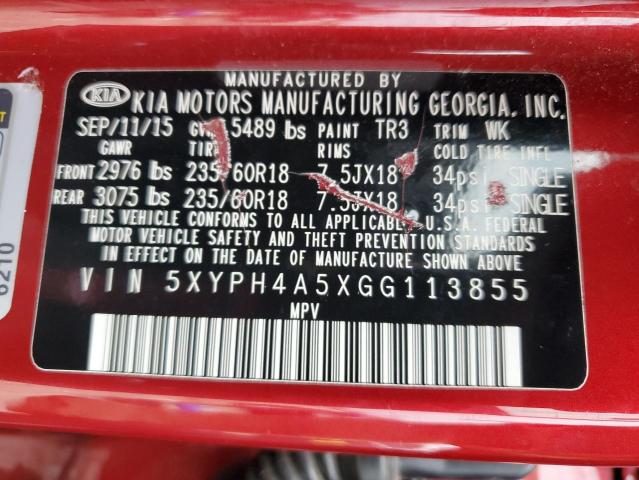 5XYPH4A5XGG113855 KIA SORENTO EX