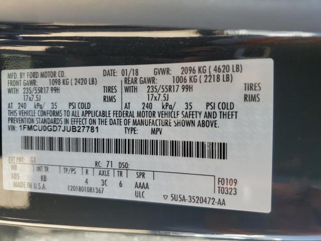 1FMCU0GD7JUB27781 Ford ESCAPE SE