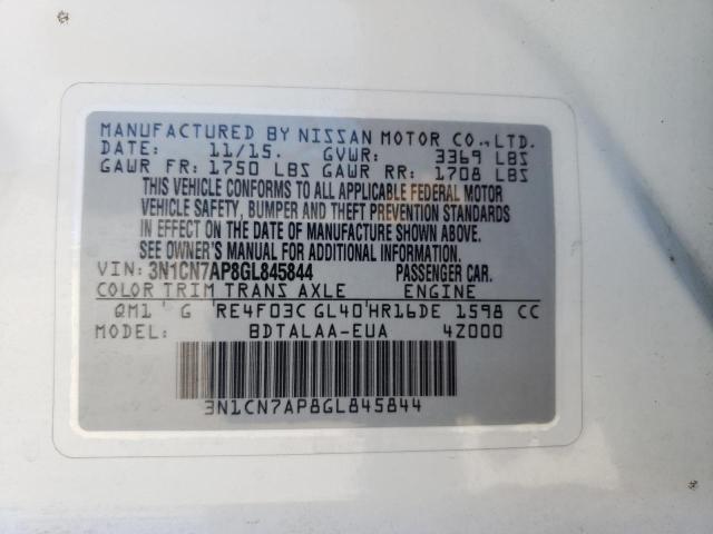 2016 NISSAN VERSA S - 3N1CN7AP8GL845844