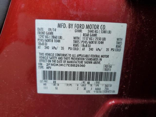 2FMDK3KC7EBB29360 Ford Edge Limited