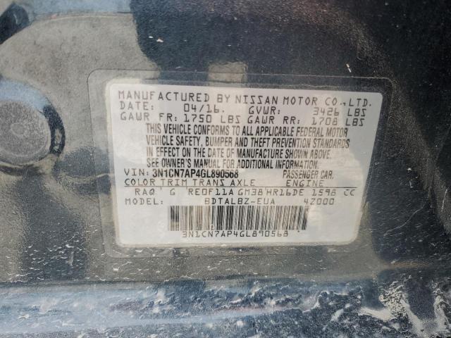 3N1CN7AP4GL890568 Nissan VERSA S