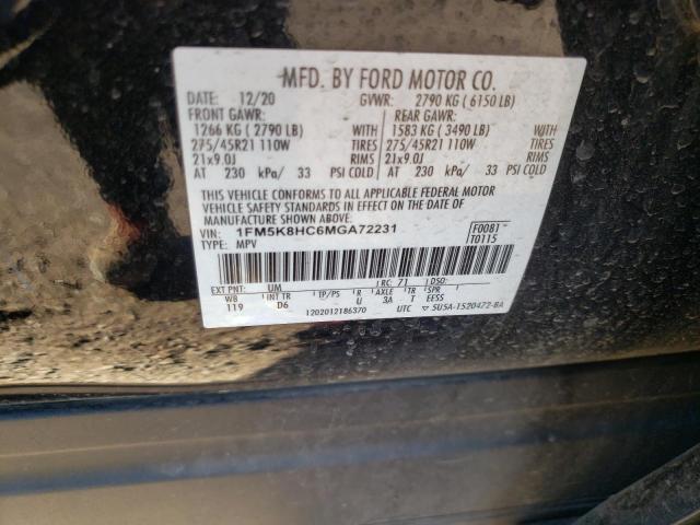 1FM5K8HC6MGA72231 Ford Explorer Platinum
