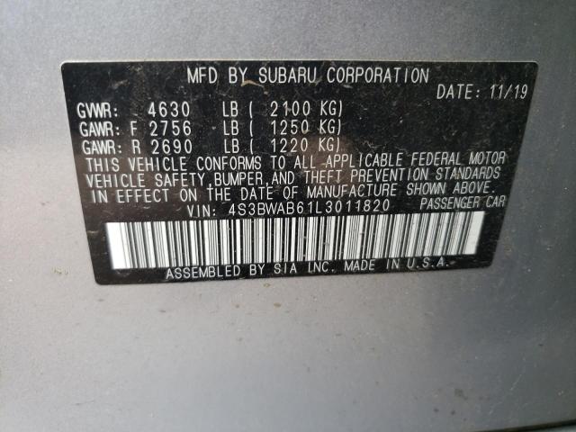 2020 SUBARU LEGACY 4S3BWAB61L3011820