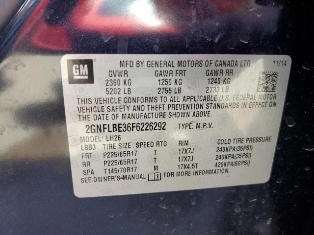 2GNFLBE36F6226292 | 2015 CHEVROLET EQUINOX LT