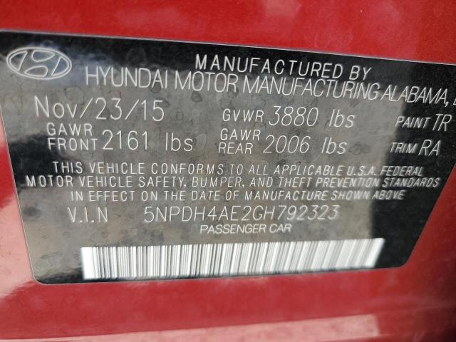 5NPDH4AE2GH792323 Hyundai ELANTRA SE