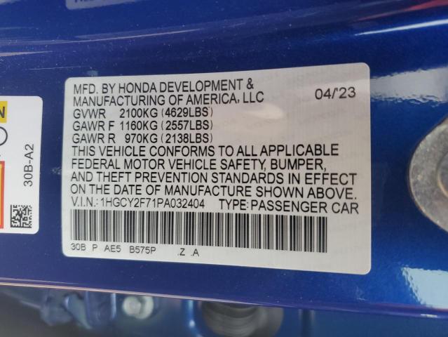 1HGCY2F71PA032404 | 2023 HONDA ACCORD HYB