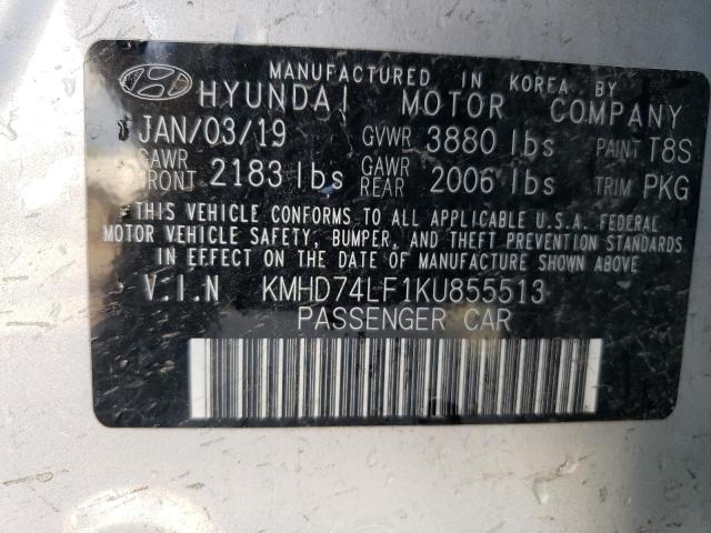 2019 HYUNDAI ELANTRA SE - KMHD74LF1KU855513