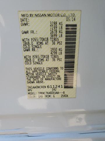 5N1AA0NC4EN611241 Nissan ARMADA SV