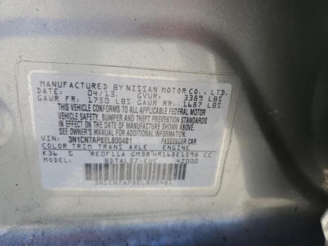 3N1CN7AP8EL800481 Nissan VERSA S