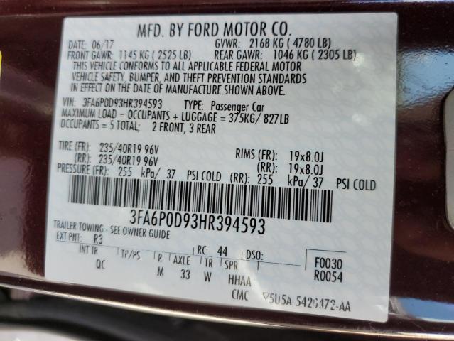 3FA6P0D93HR394593 Ford Fusion Titanium