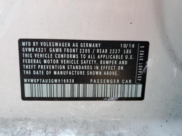 2016 VOLKSWAGEN E-GOLF - WVWKP7AU3GW916838