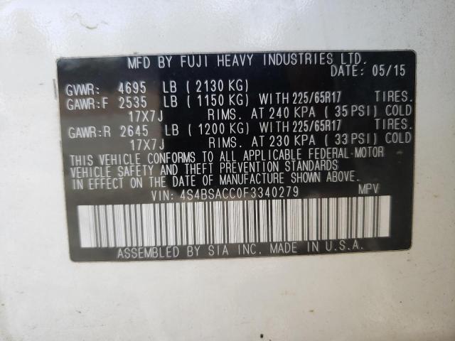 4S4BSACC0F3340279 Subaru Outback 2.5i Premium